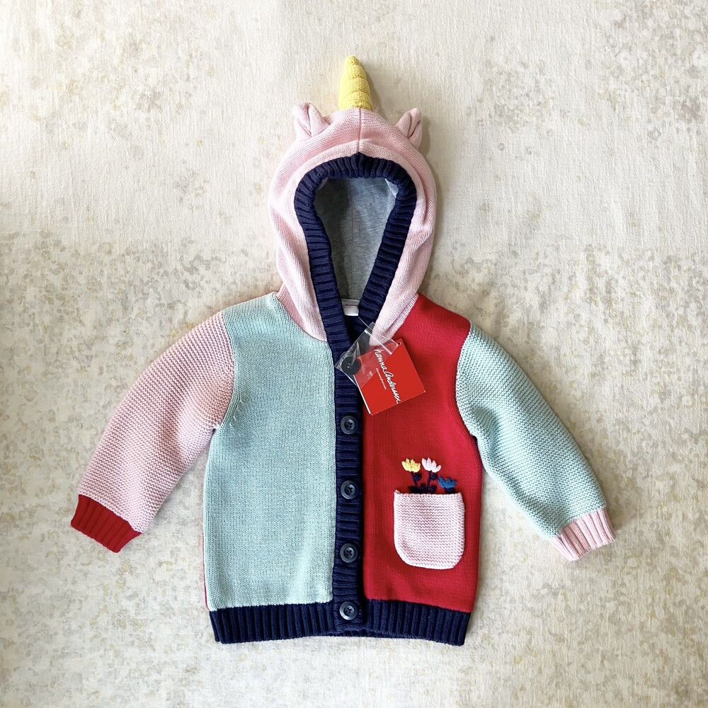 NWT Hanna Andersson Lined Unicorn Hooded Cardigan Sweater Jacket Girls 18-24M